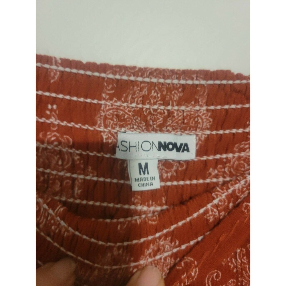 Fashion Nova Floral Bohemian Wide Leg Pants Waist Stretch Sz. Medium Beach Vaca - Picture 3 of 5